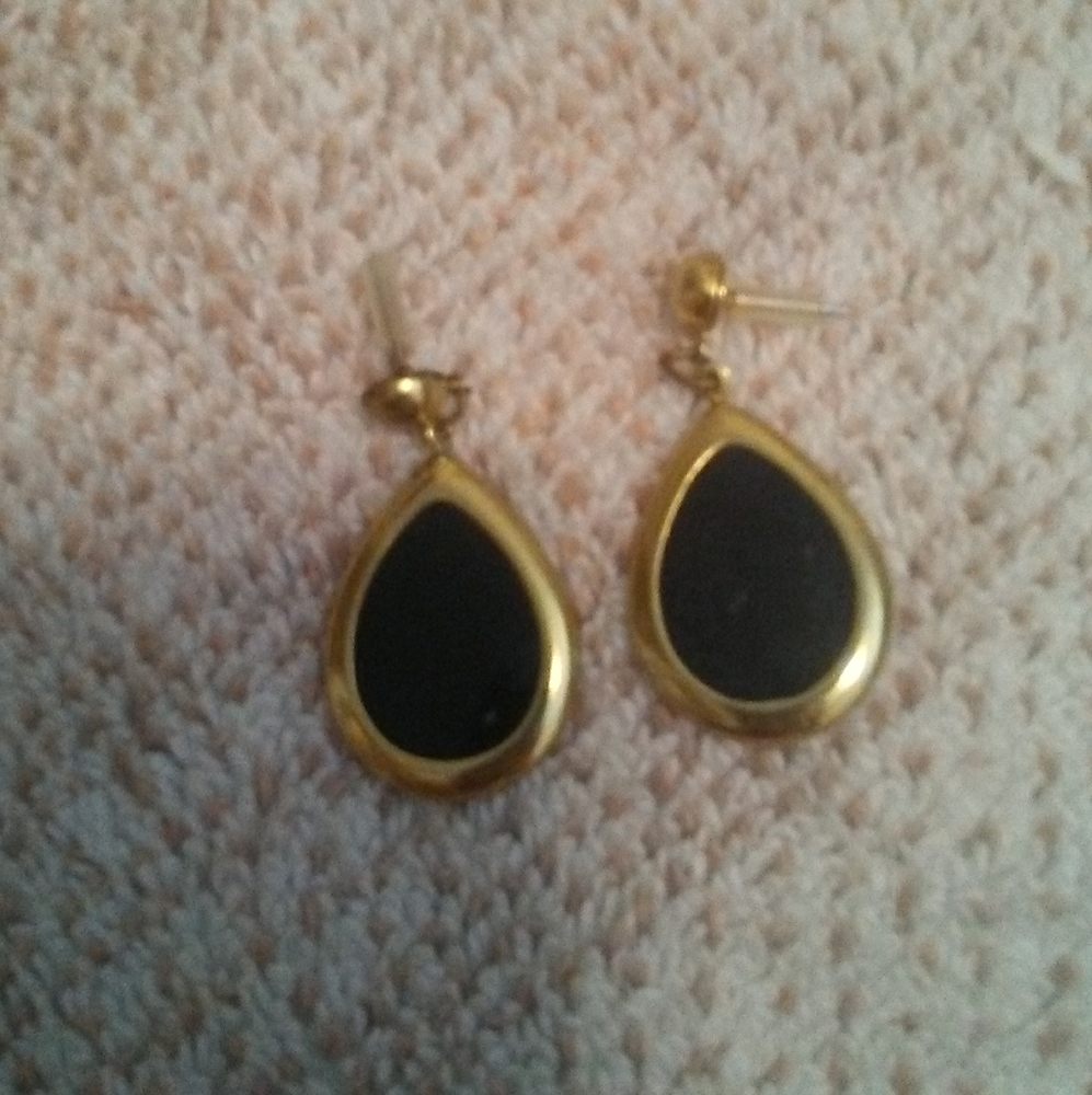 Black and gold costume earrings